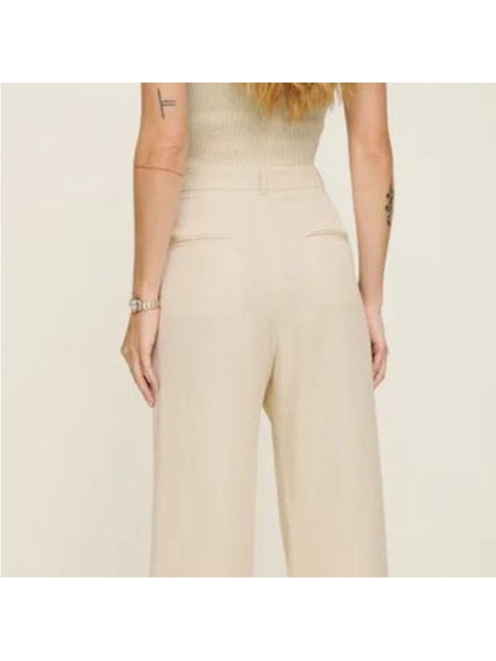 Reformation Mason Pant Oyster Wide-Leg High-Rise Cream Trousers - Picture 4 of 5